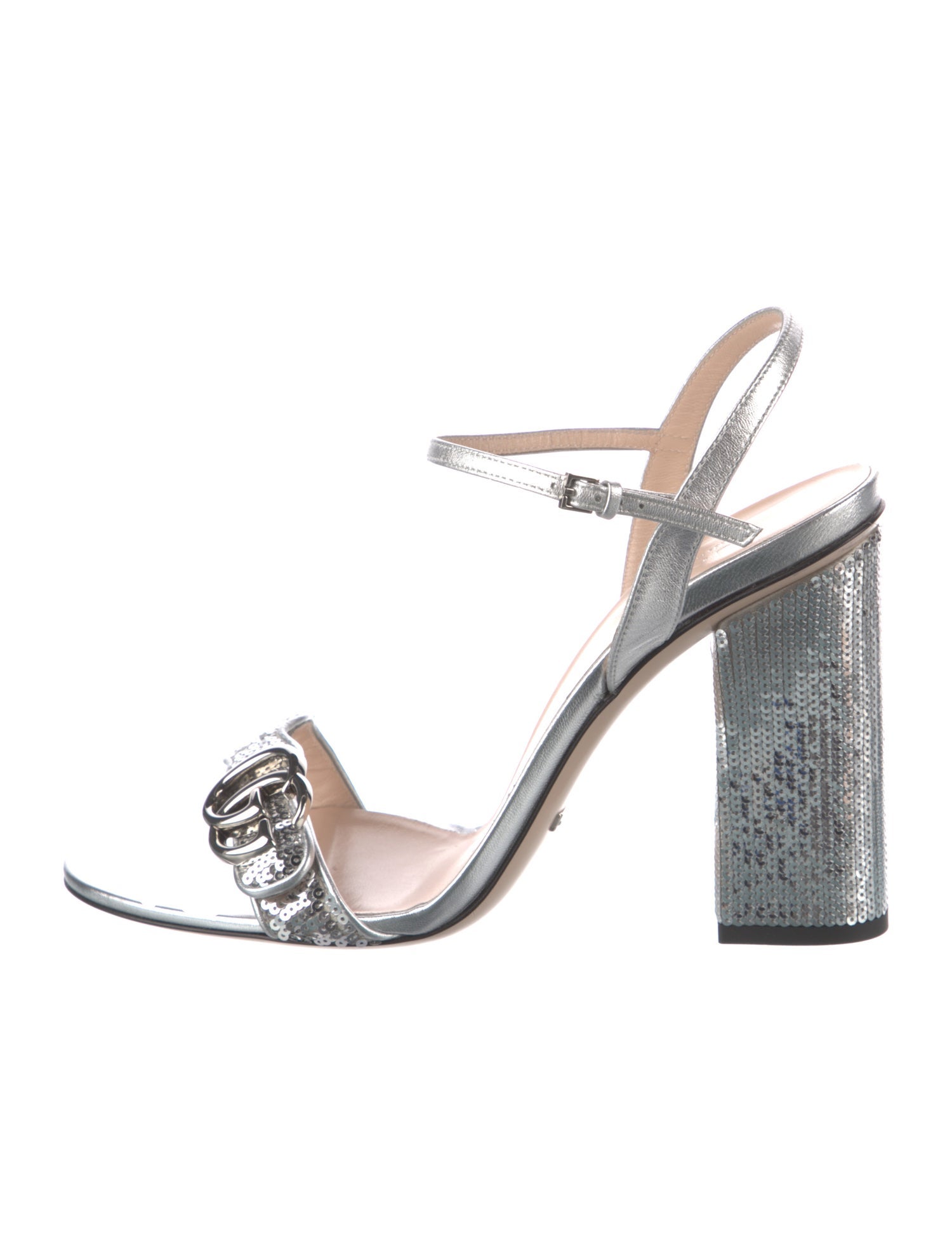 Gucci Double G Logo Sequins Sandals