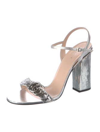 Gucci Double G Logo Sequins Sandals