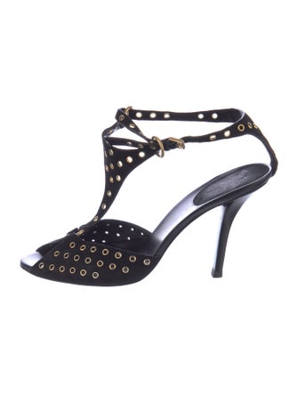 Gucci Suede Studded Accents Sandals