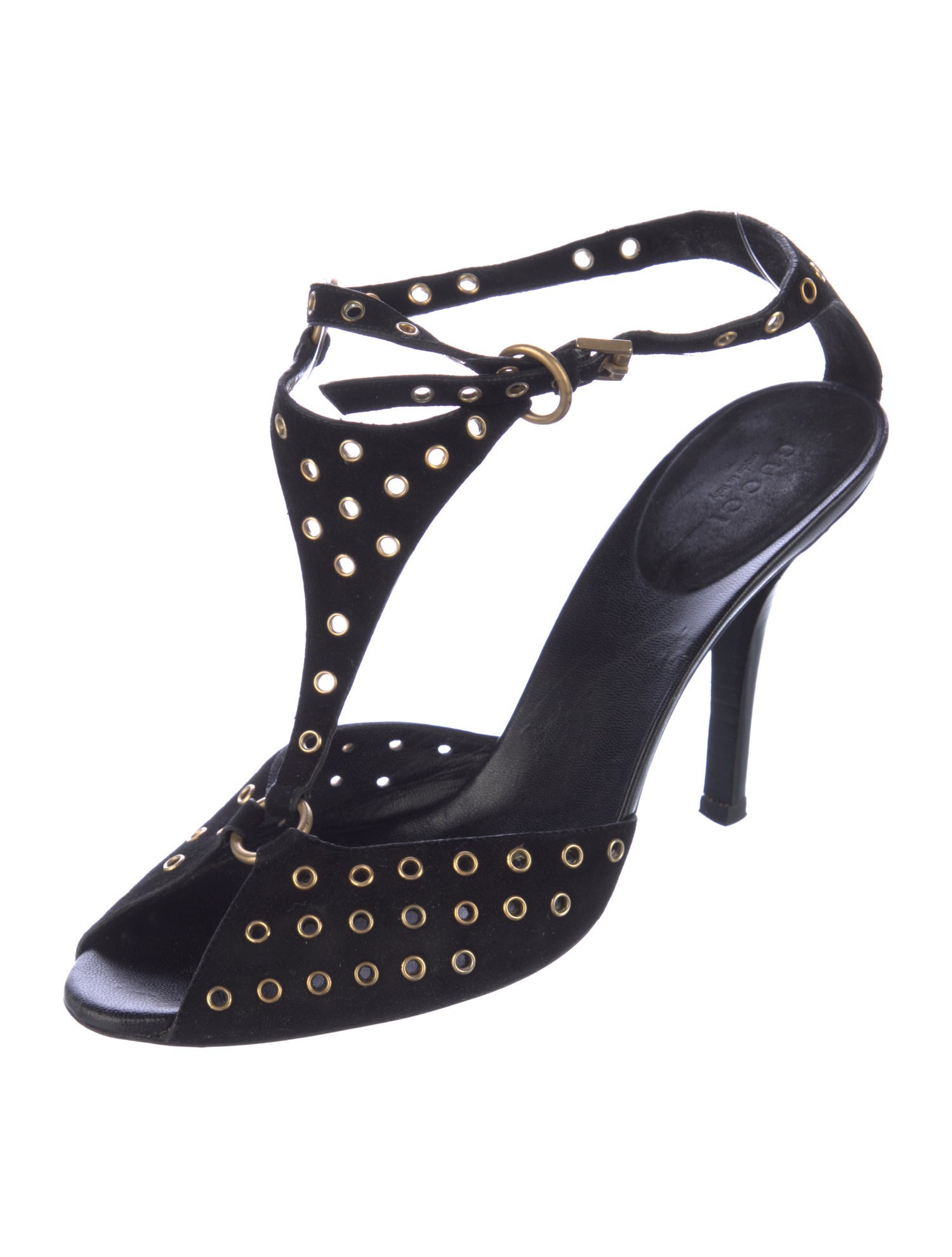 Gucci Suede Studded Accents Sandals