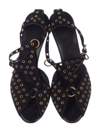 Gucci Suede Studded Accents Sandals
