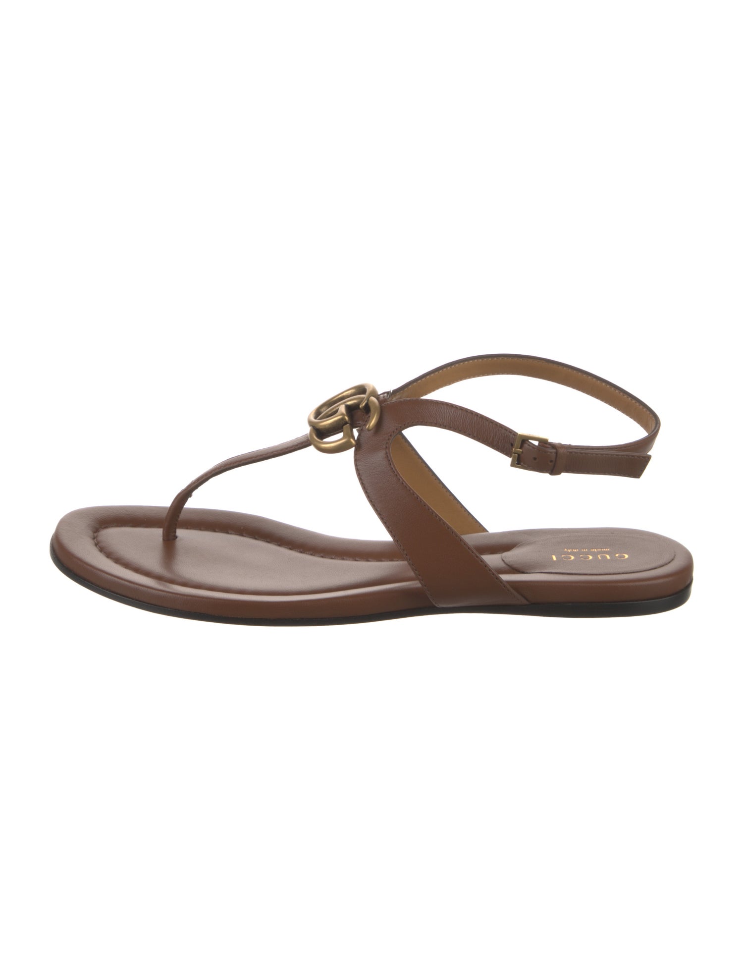 Gucci Double G Logo Leather Sandals