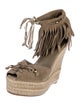 Gucci Suede Fringe Trim Accent Pumps