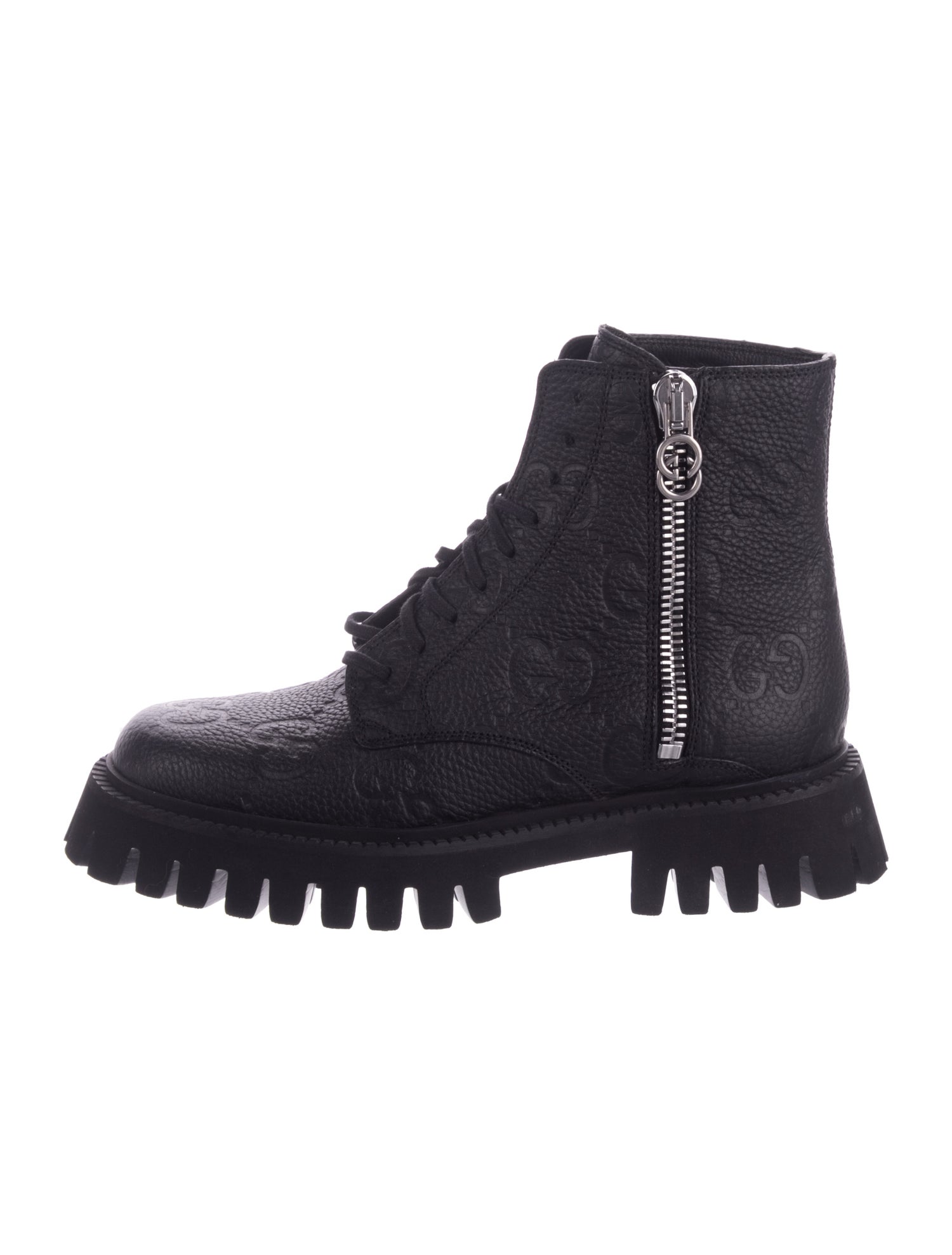 Gucci GG Signature Leather Combat Boots