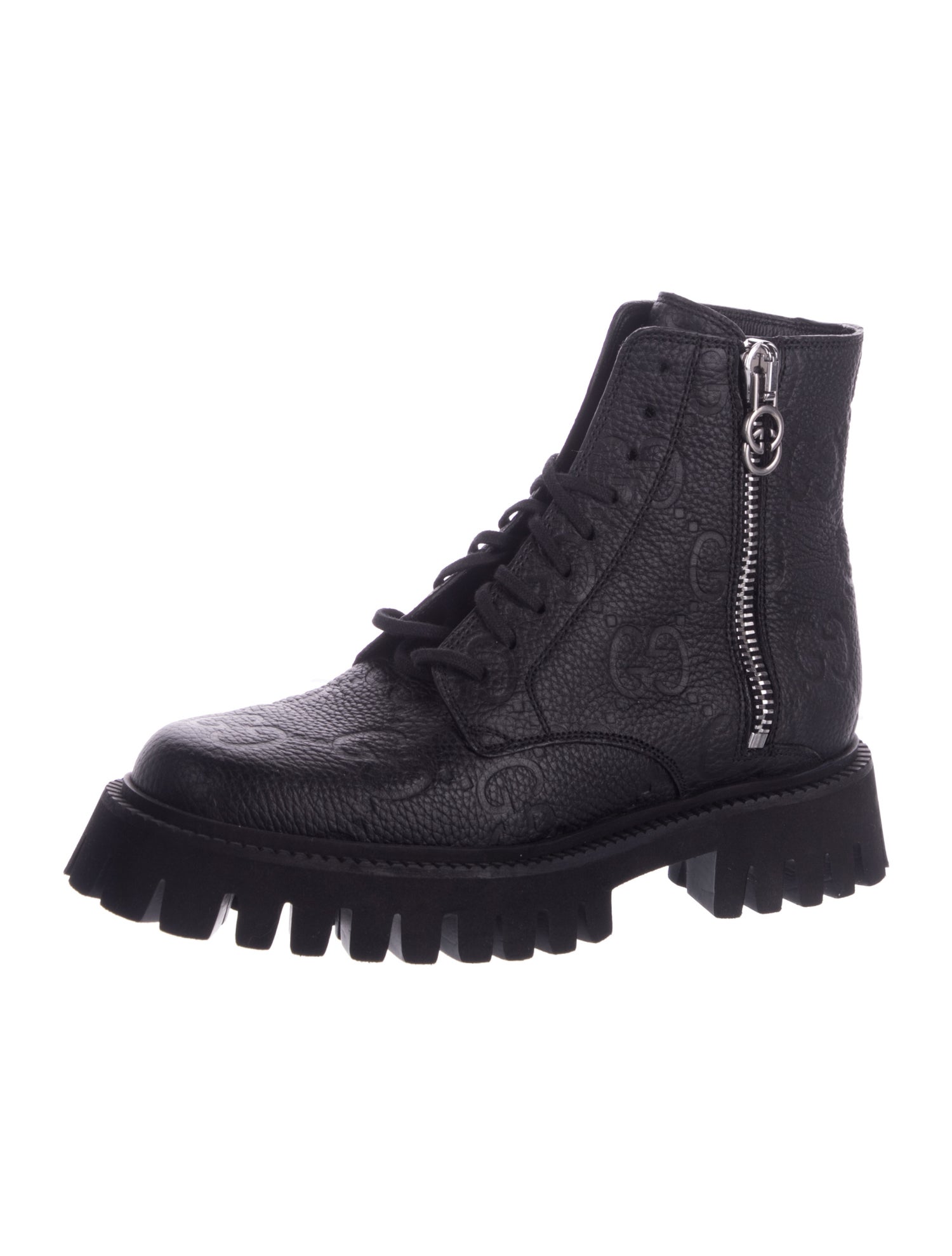 Gucci GG Signature Leather Combat Boots