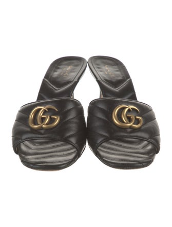 Gucci Double G Logo Leather Slides