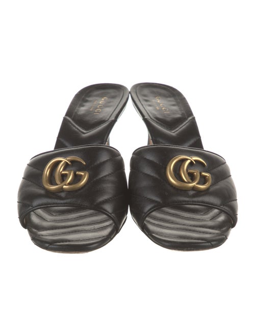 Gucci Double G Logo Leather Slides