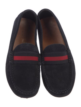 Gucci Sylvie Web Accent Suede Loafers