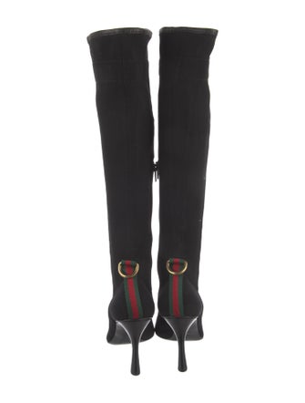 Gucci Web Accent Canvas Sock Boots