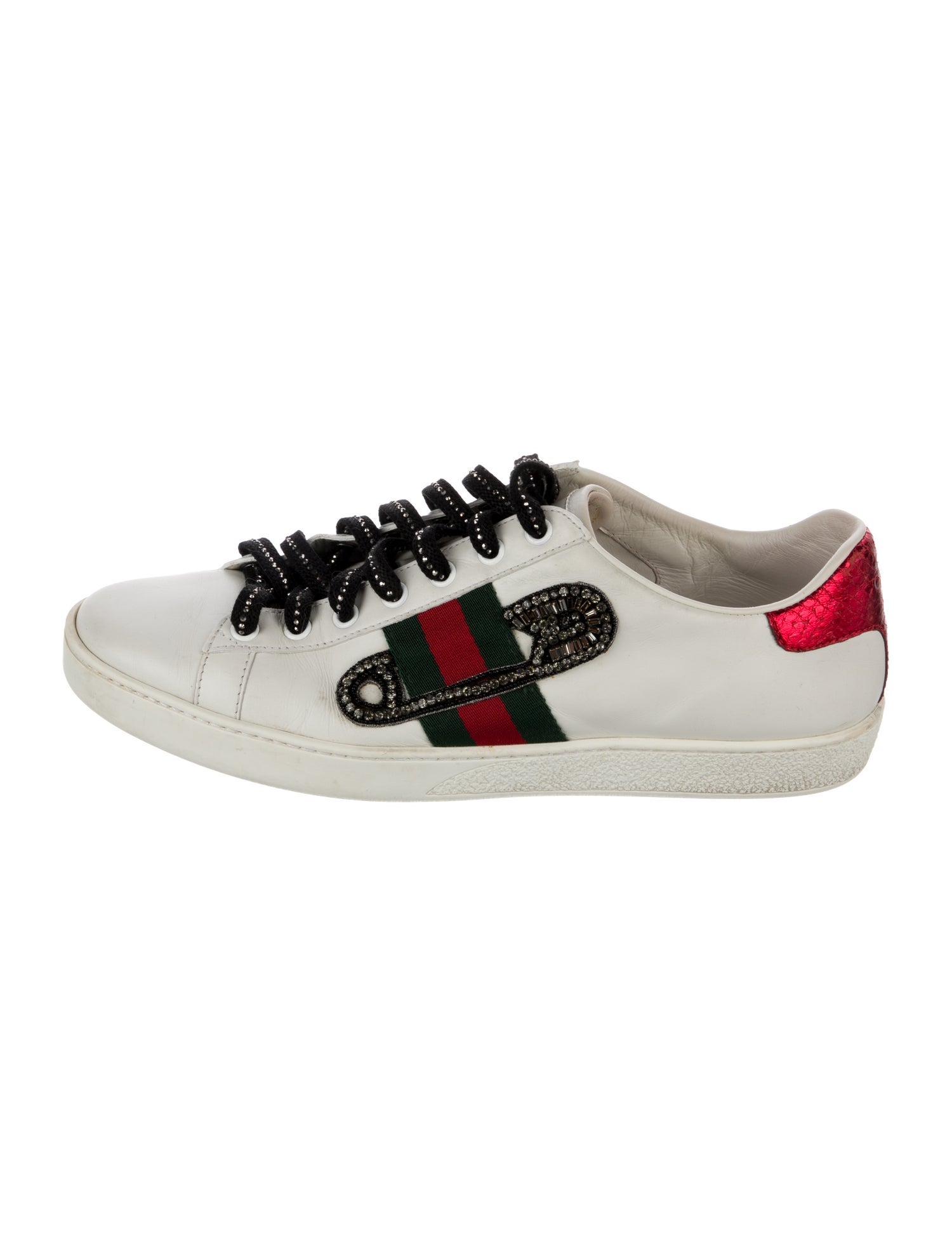 Gucci Web Accent Leather Sneakers