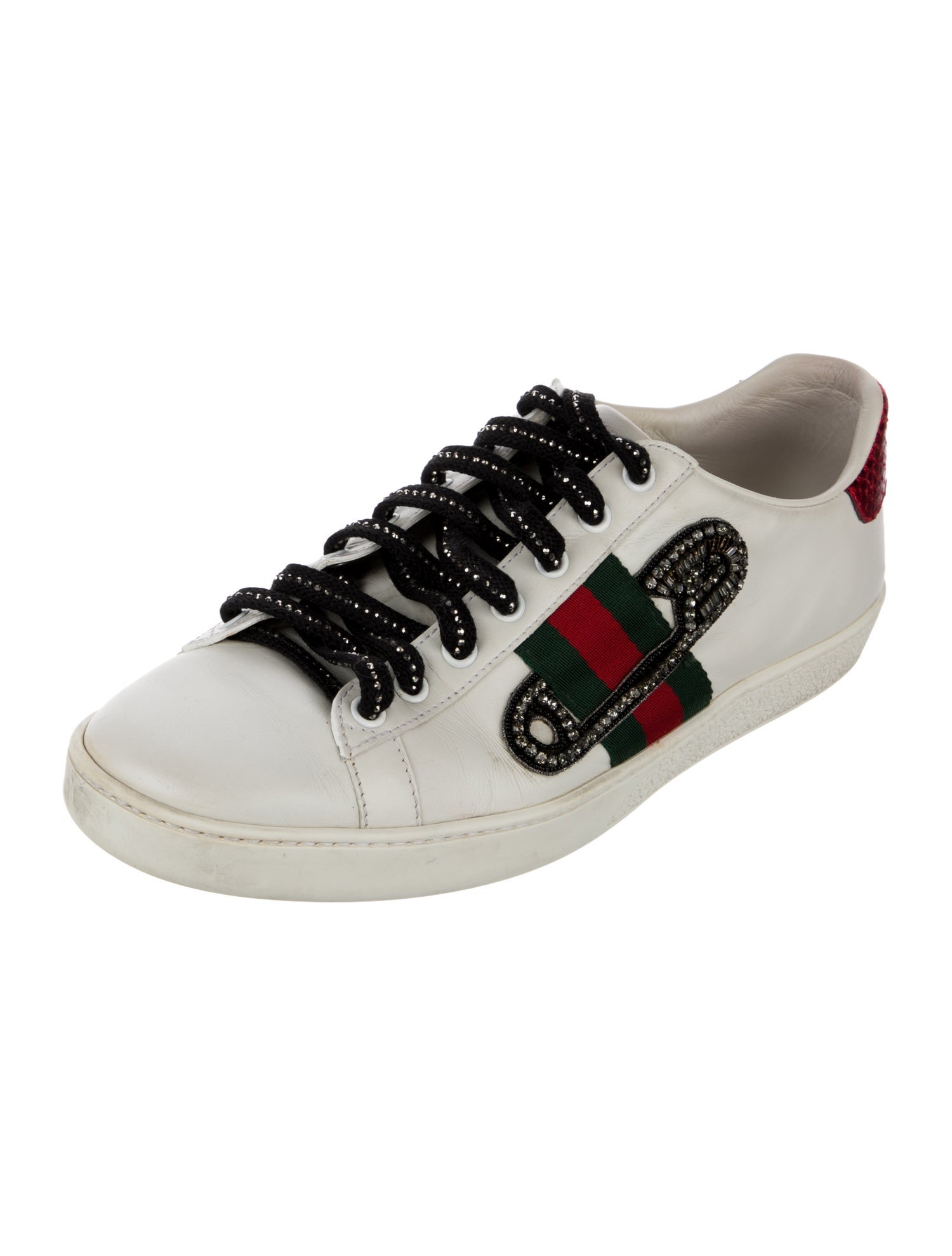 Gucci Web Accent Leather Sneakers