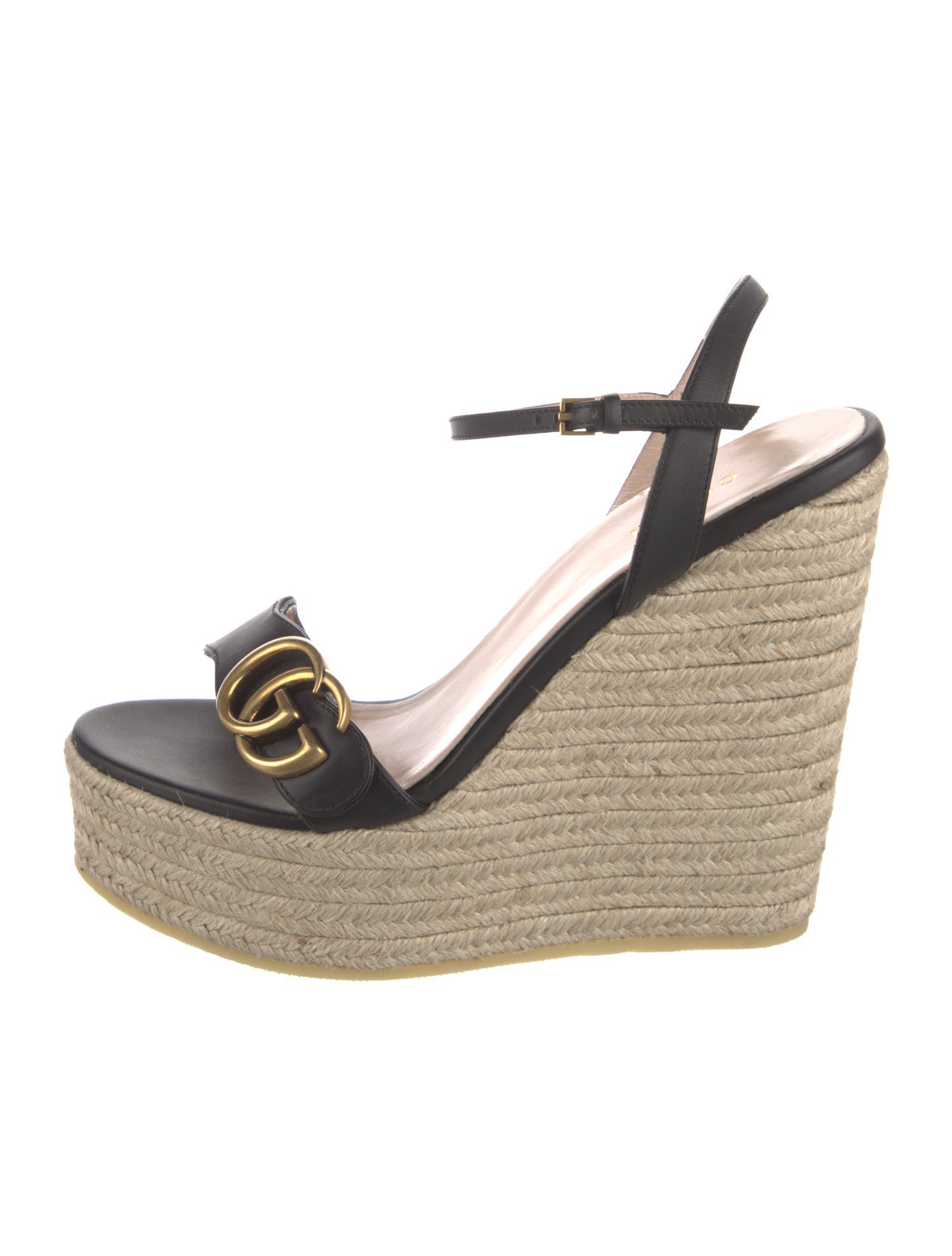 Gucci Double G Logo Raffia Espadrilles