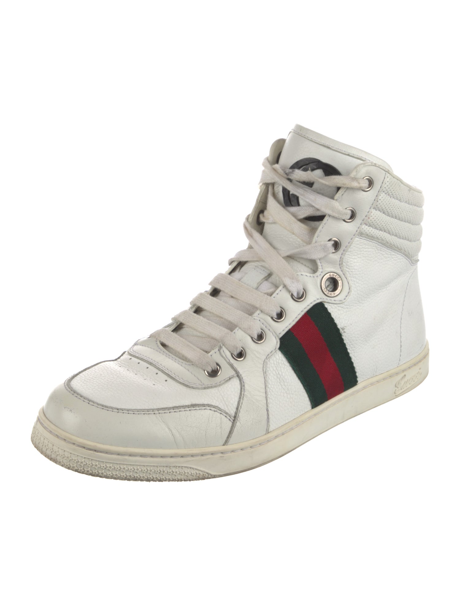 Gucci Web Accent Leather Wedge Sneakers