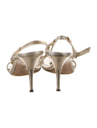 Gucci Marina Chain Accent Leather T-Strap Sandals