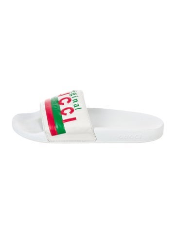 Gucci Sandals Web Accent Leather Slides IT 42 | 12