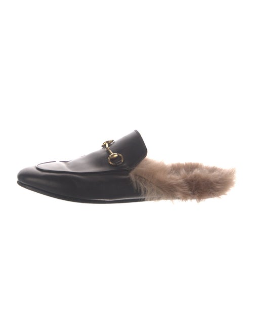 Gucci Leather Fur Trim Mules