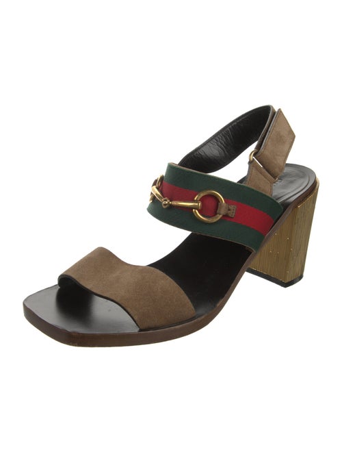 Gucci Web Accent Suede Slingback Sandals