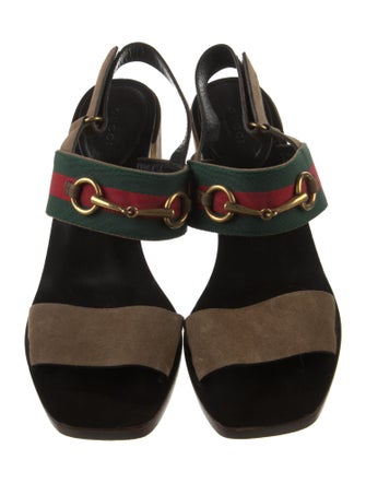 Gucci Web Accent Suede Slingback Sandals