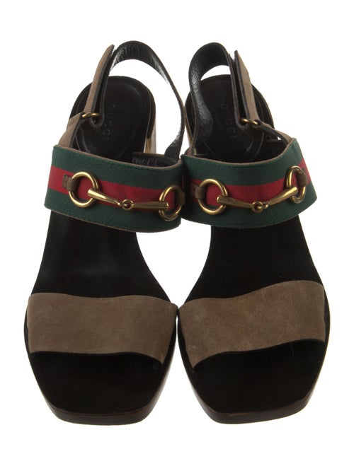 Gucci Web Accent Suede Slingback Sandals