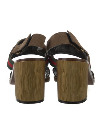 Gucci Web Accent Suede Slingback Sandals