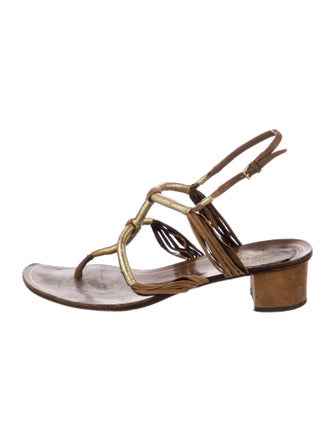 Gucci Suede Leather Trim Embellishment Sandals