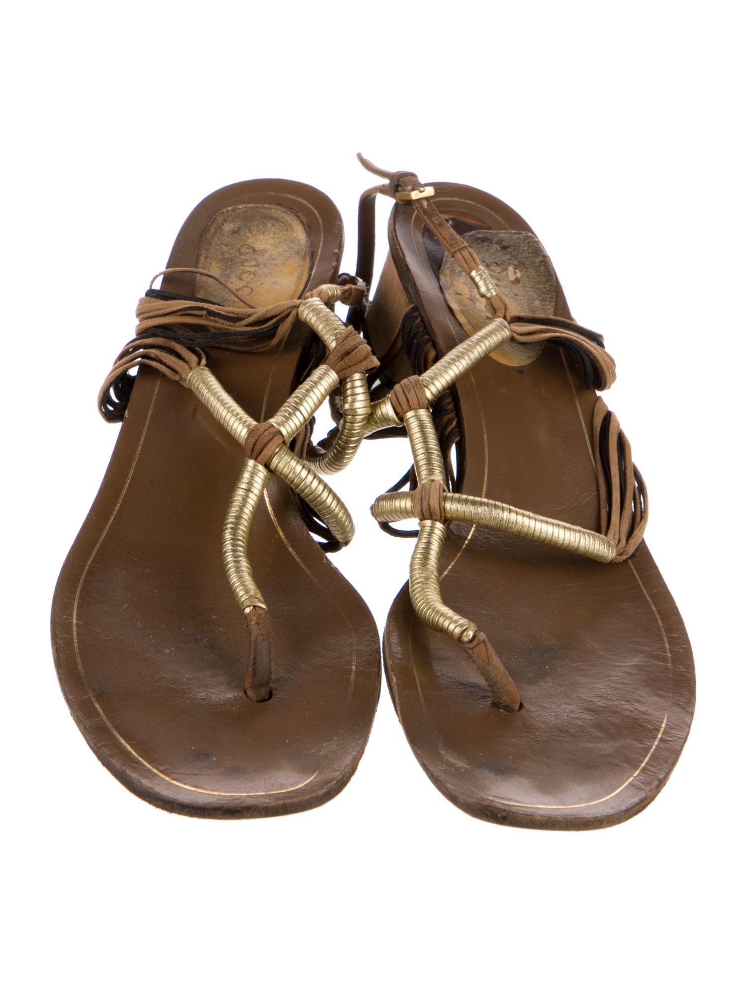 Gucci Suede Leather Trim Embellishment Sandals