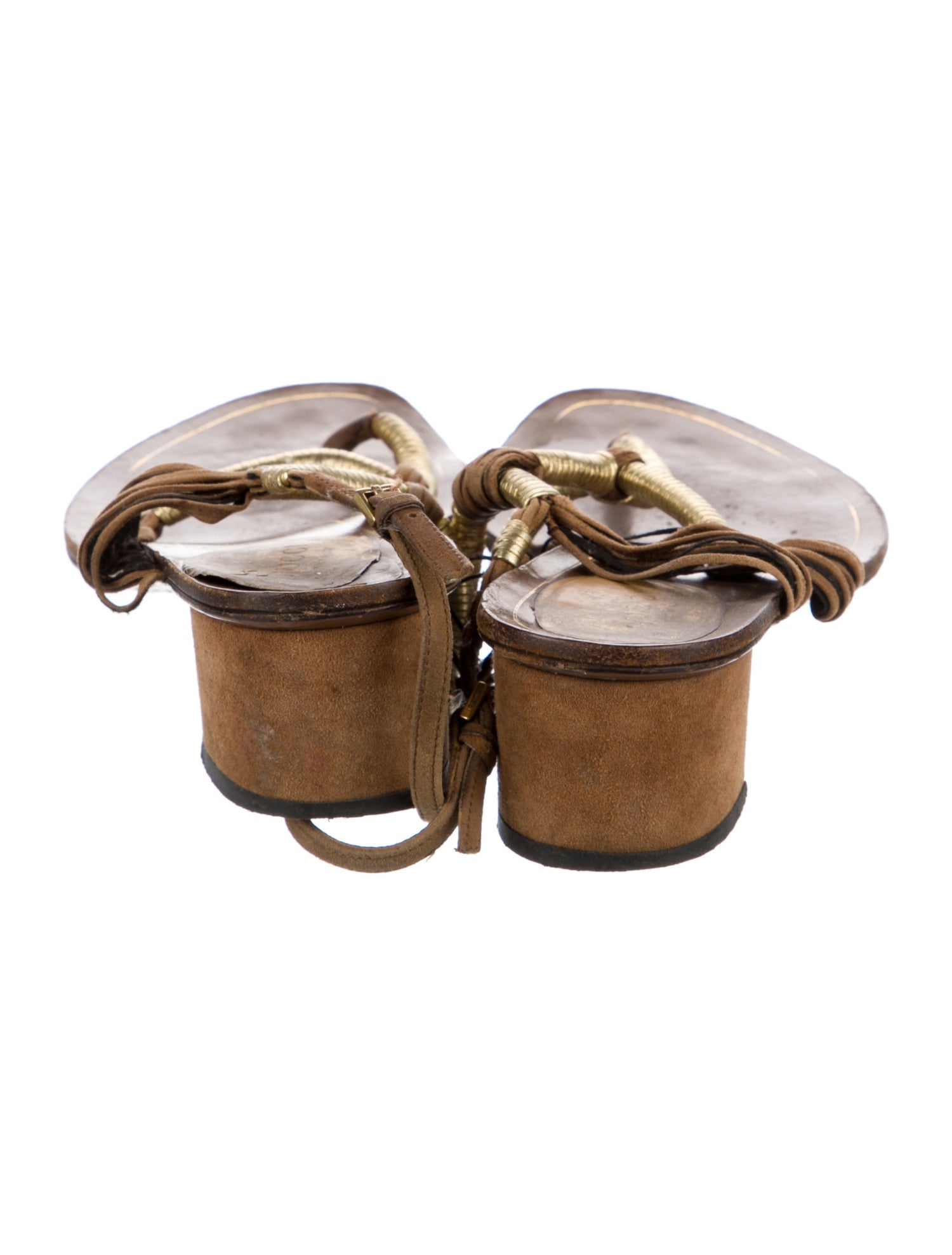 Gucci Suede Leather Trim Embellishment Sandals