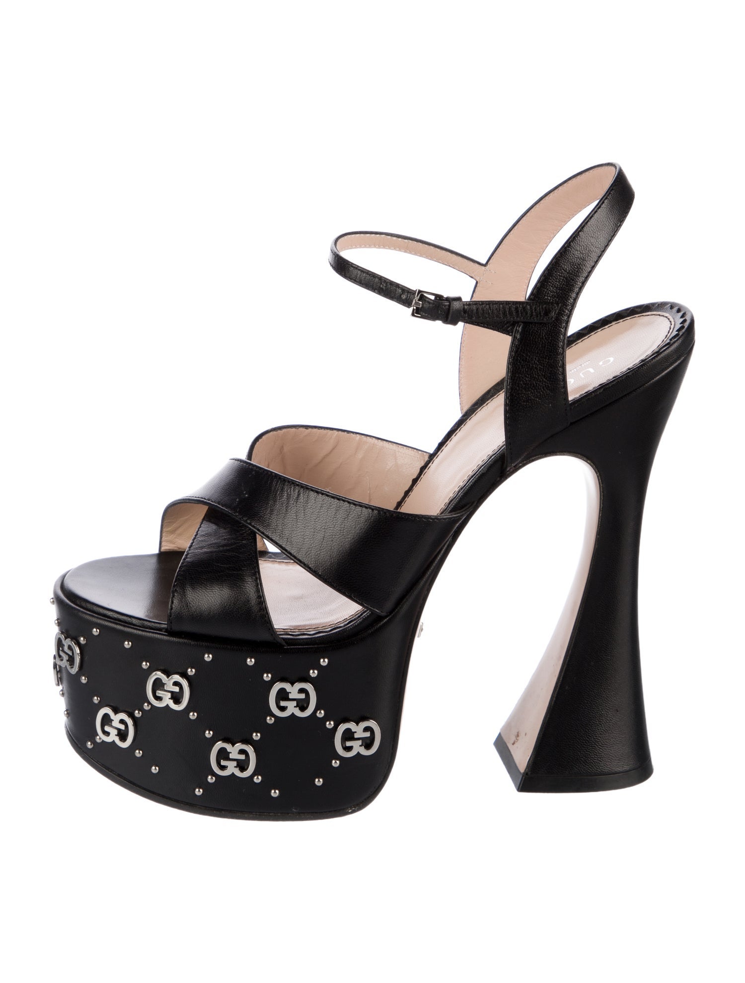 Gucci Interlocking G Logo Leather Sandals