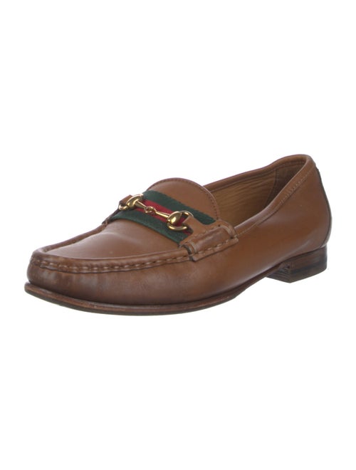 Gucci Web Accent Leather Loafers