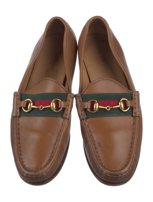 Gucci Web Accent Leather Loafers