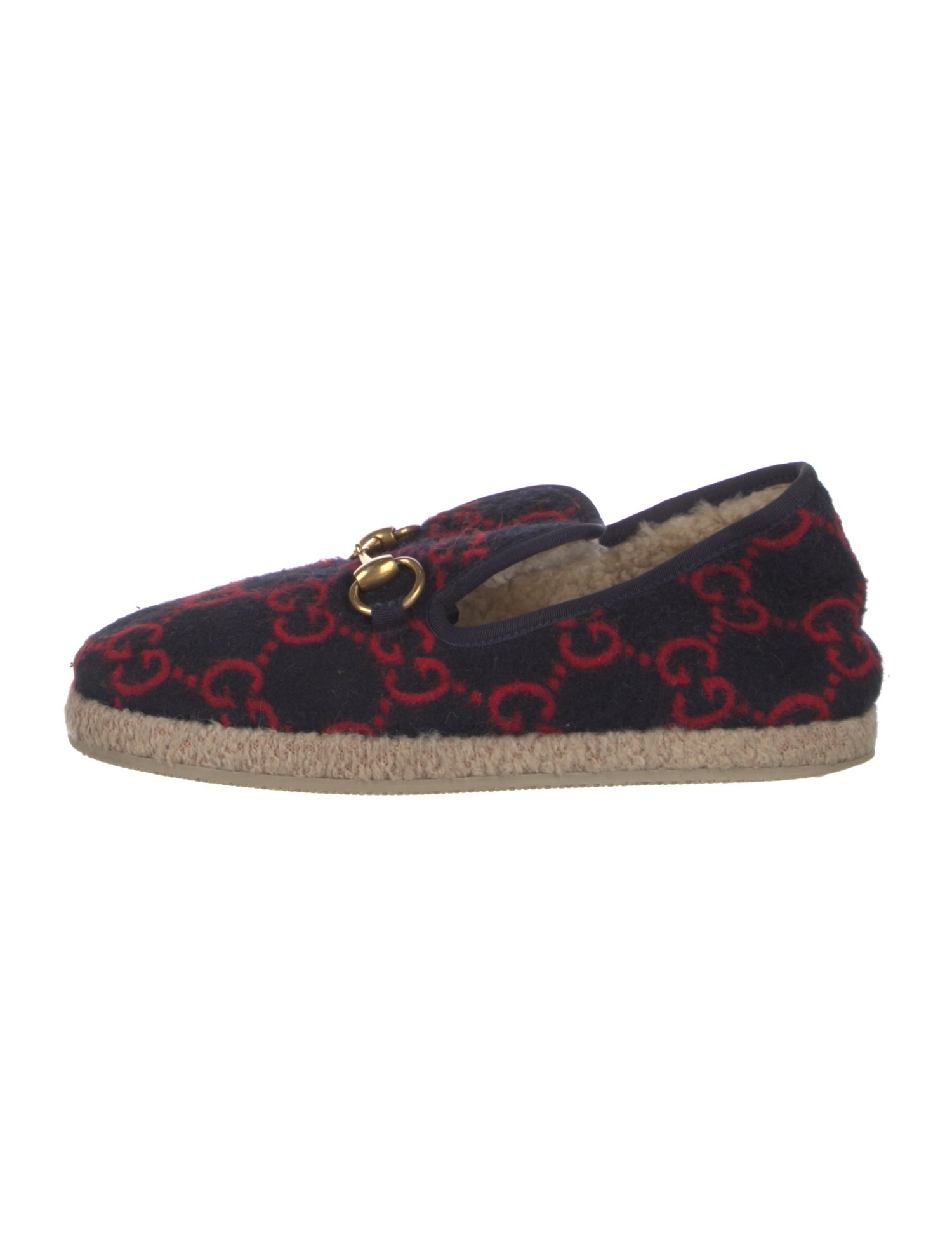 Gucci GG Logo Wool Moccasins
