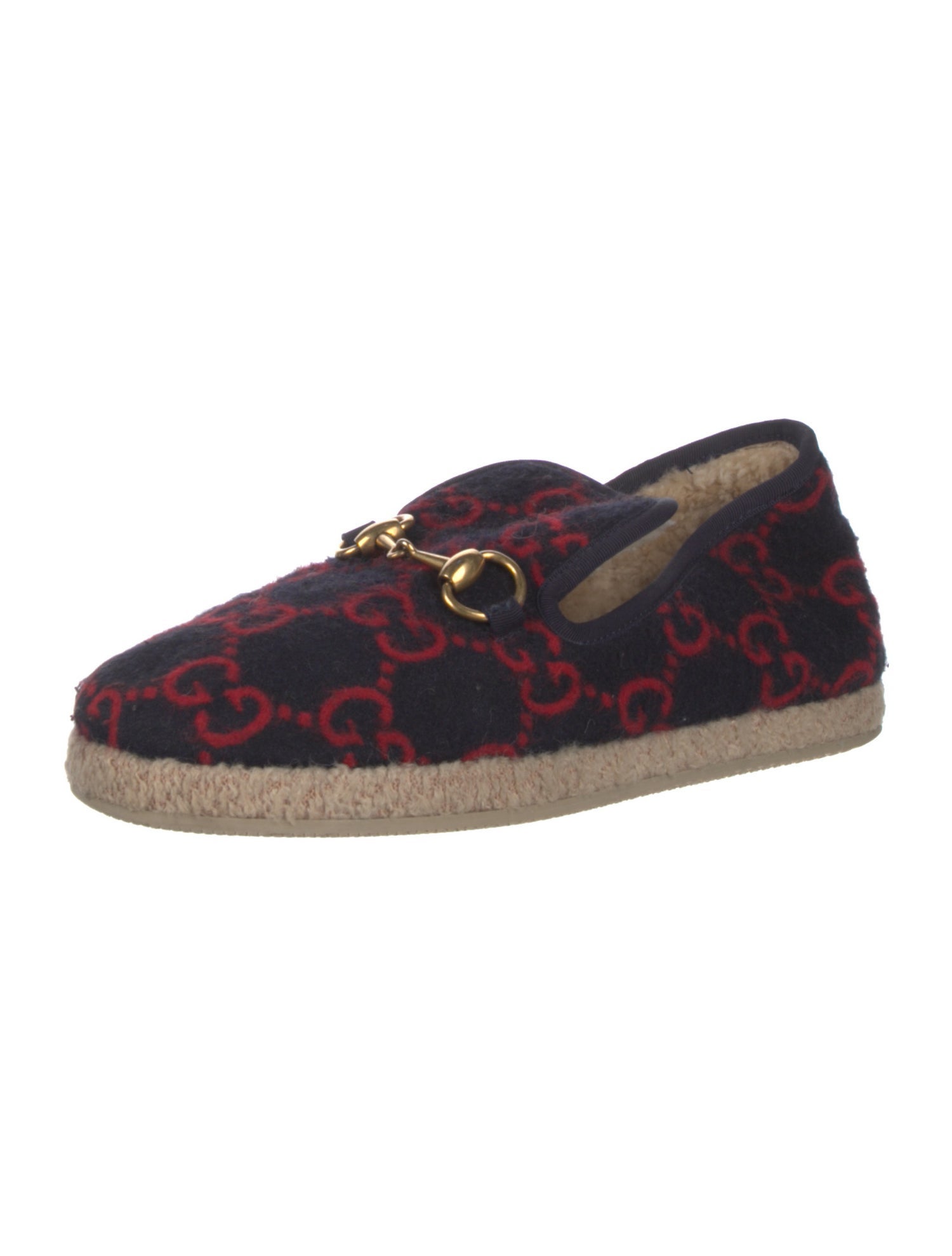 Gucci GG Logo Wool Moccasins