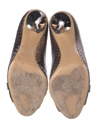 Gucci Horsebit Accent Snakeskin Pumps