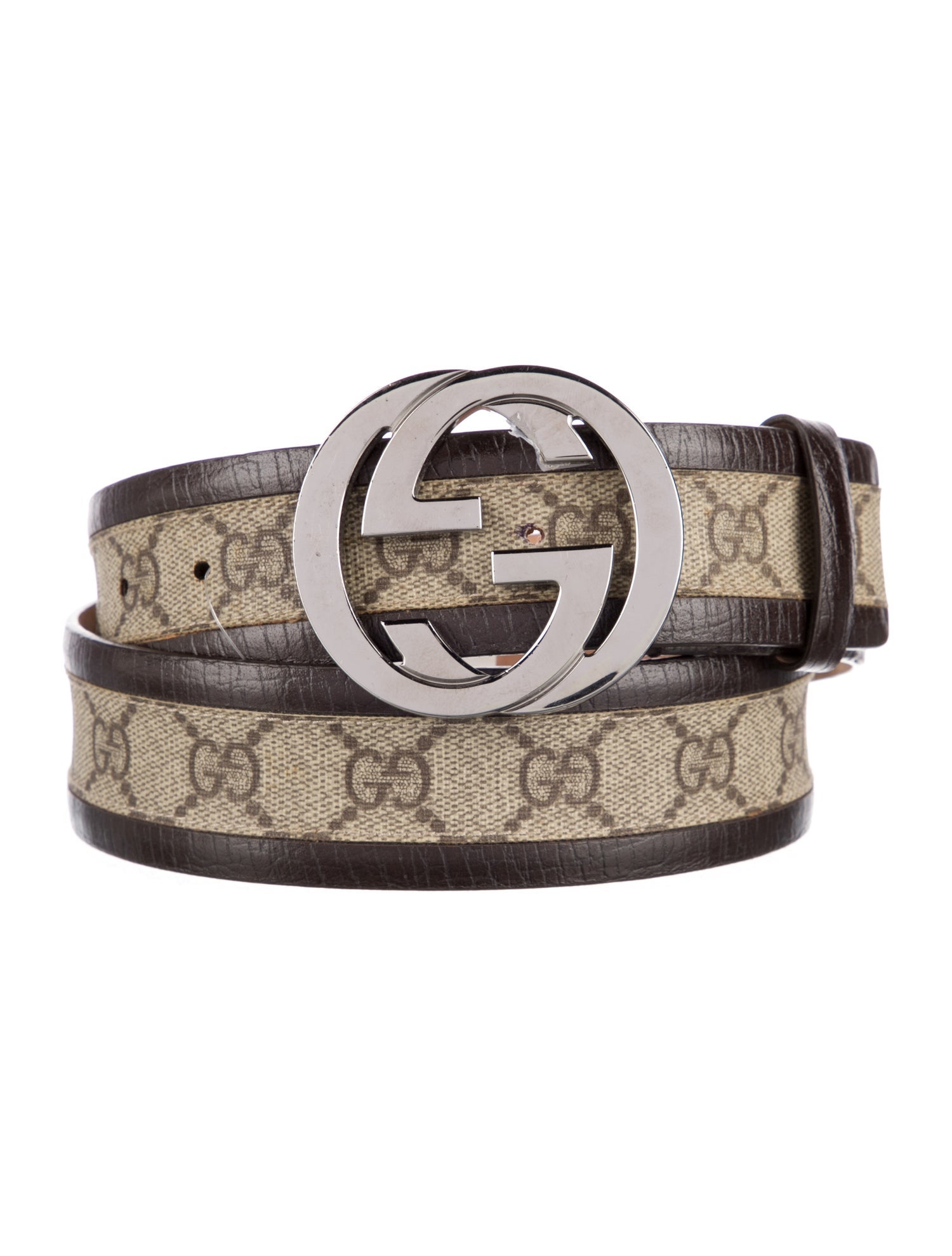 Gucci GG Supreme Leather Trim Embellishment Belt
