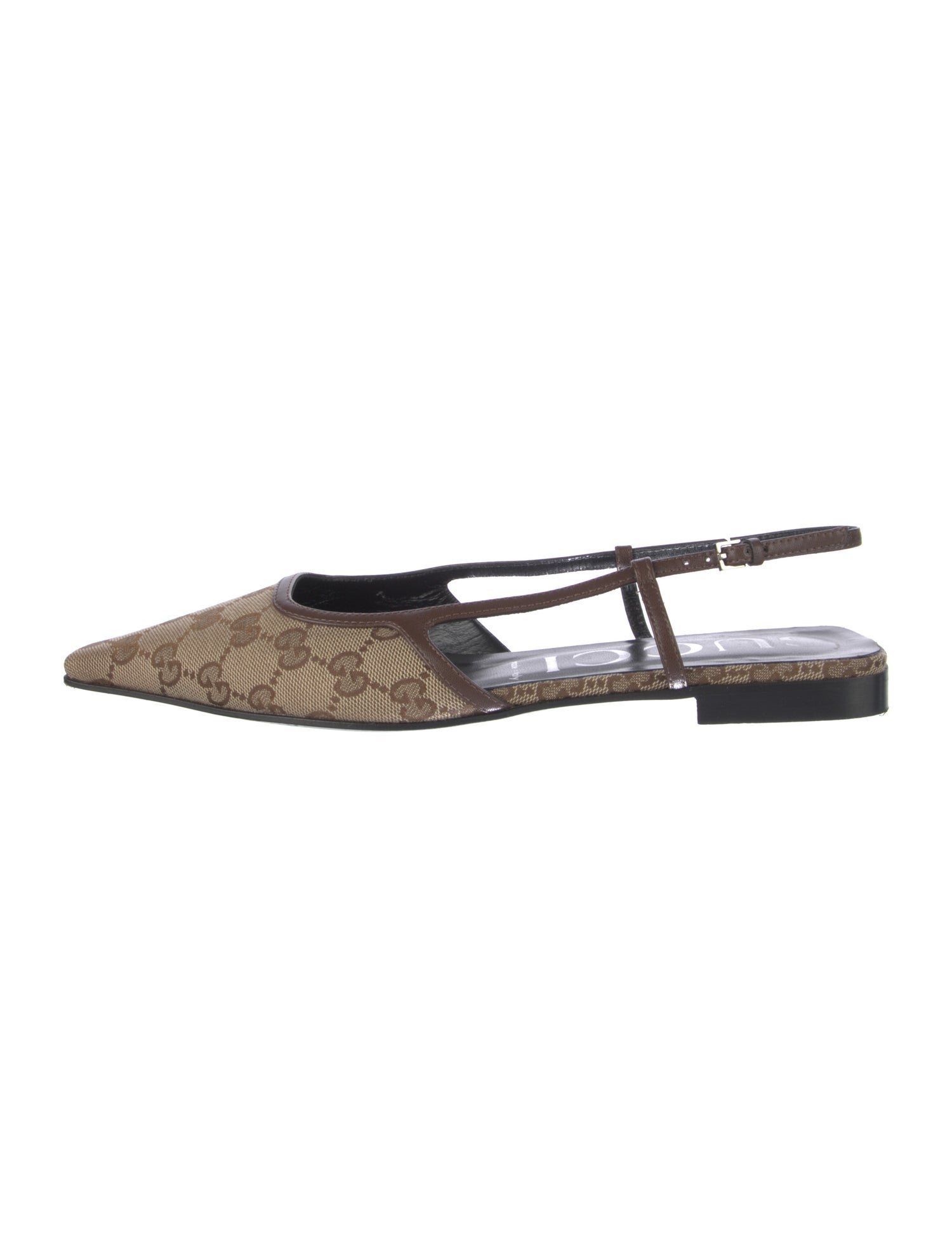Gucci GG Canvas Canvas Slingback Flats