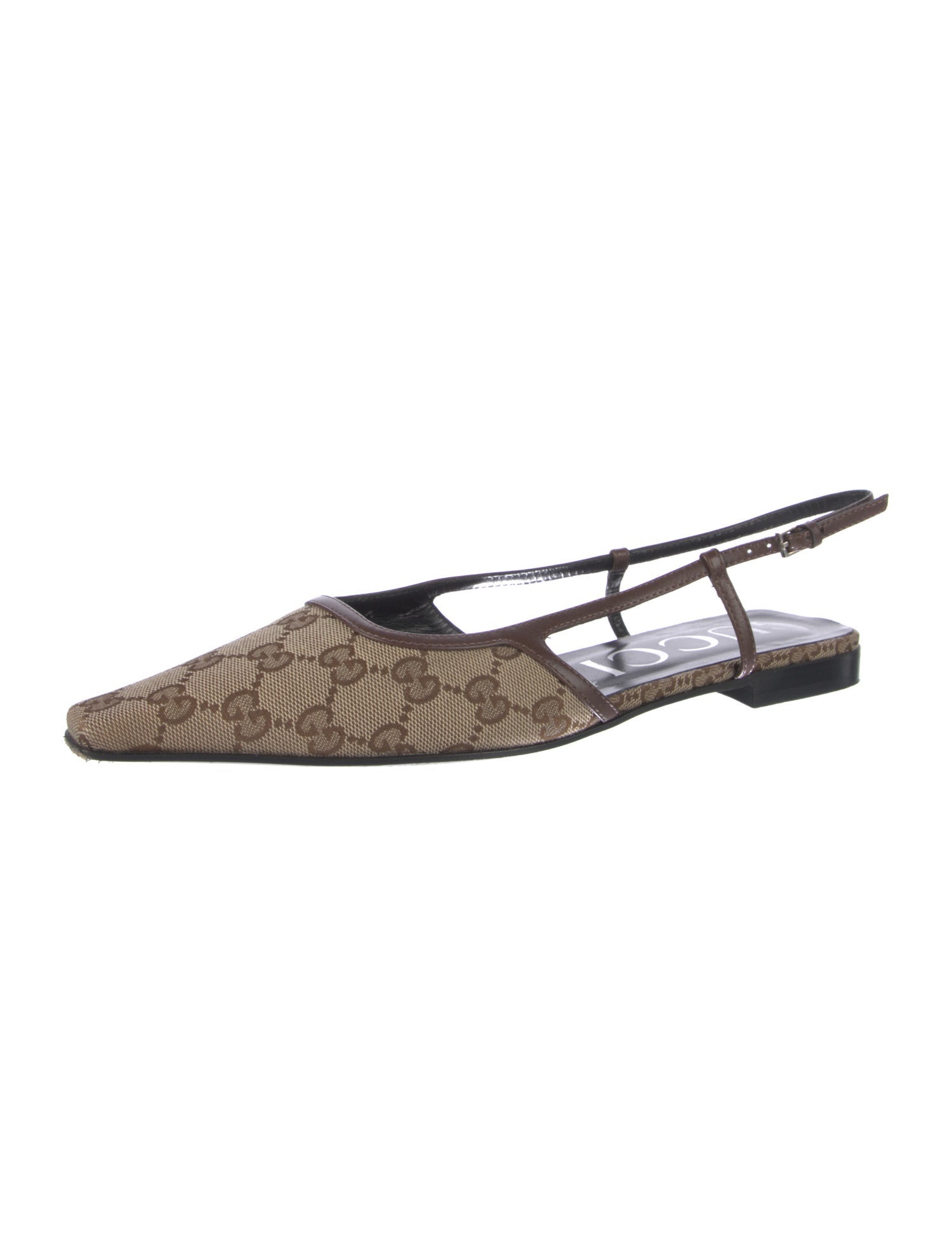 Gucci GG Canvas Canvas Slingback Flats