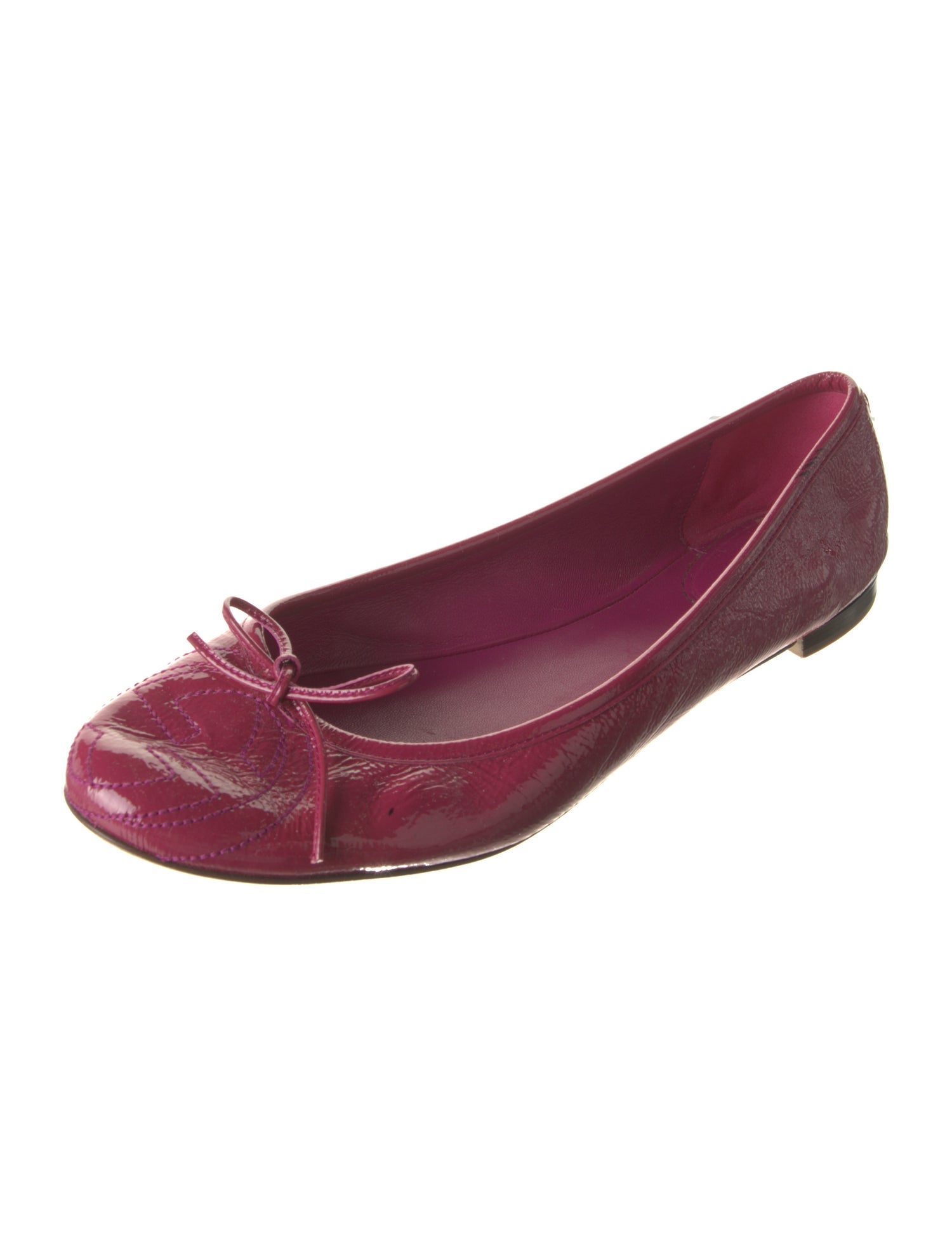 Gucci Interlocking G Logo Patent Leather Ballet Flats