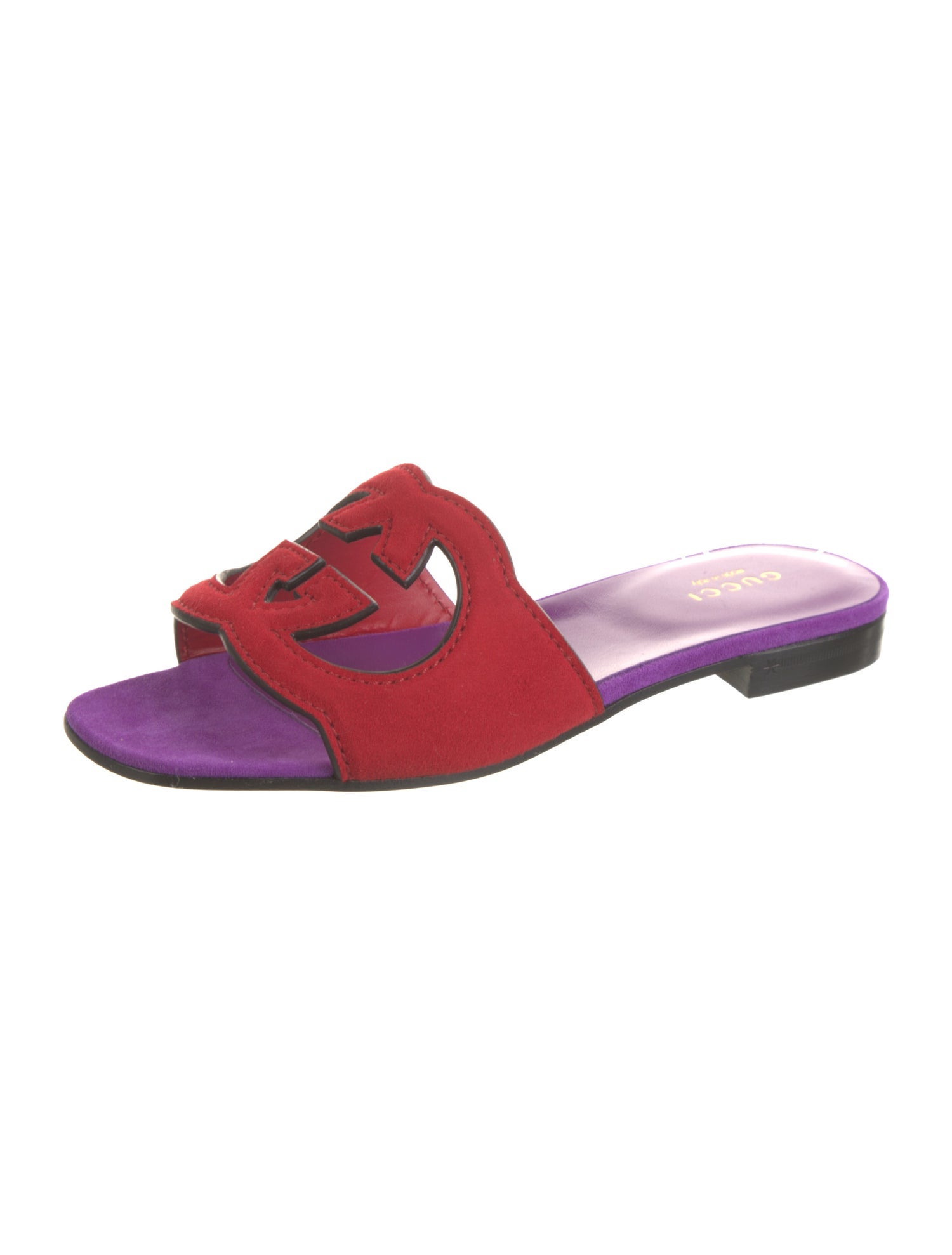 Gucci Interlocking G Logo Suede Slides w/ Tags