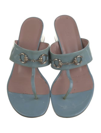 Gucci Horsebit Accent Patent Leather Slides