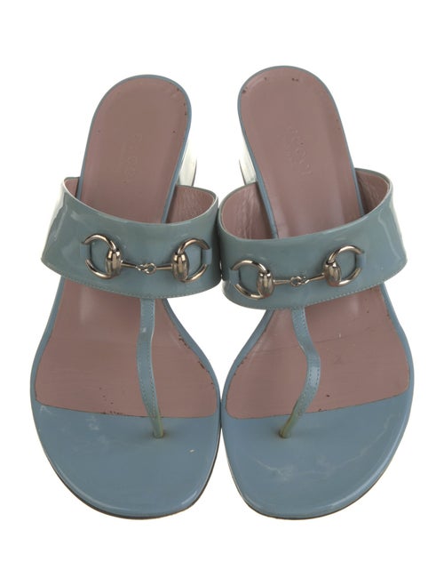 Gucci Horsebit Accent Patent Leather Slides