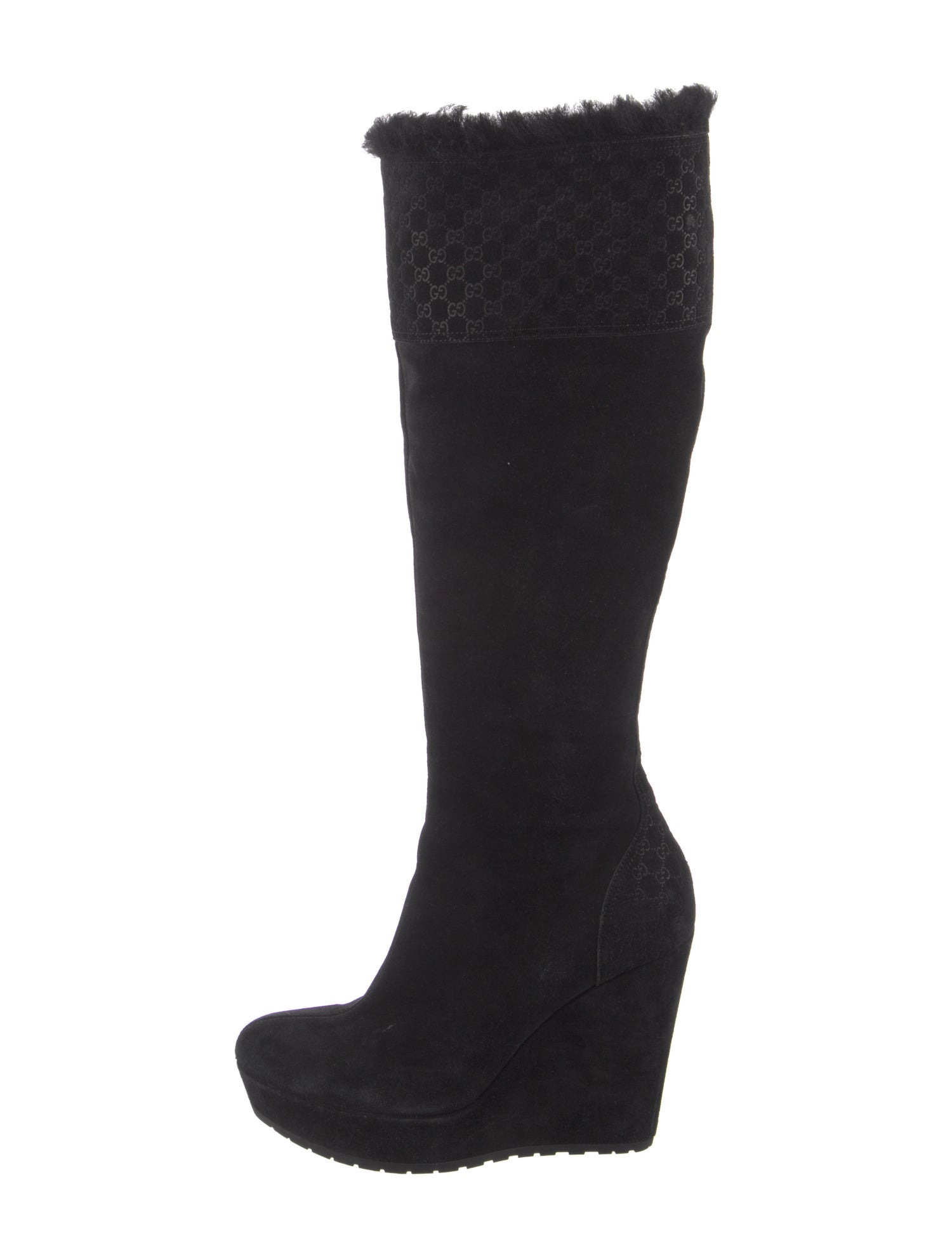 Gucci Suede Fur Trim Boots