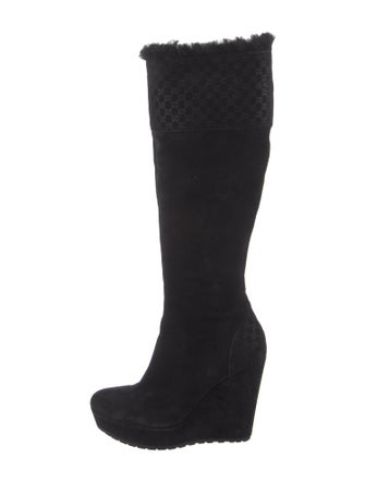 Gucci Suede Fur Trim Boots