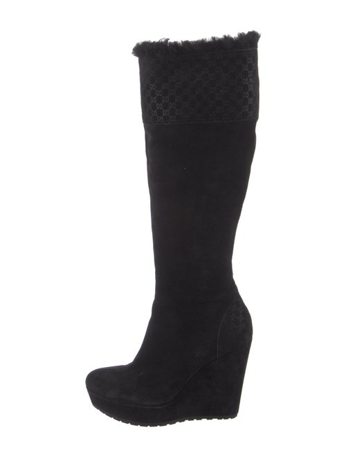 Gucci Suede Fur Trim Boots