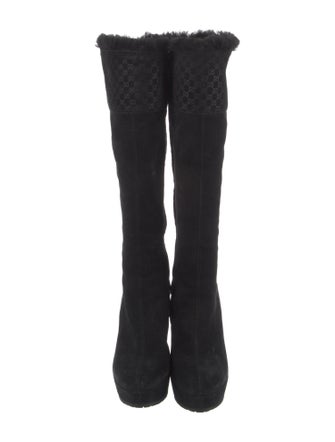 Gucci Suede Fur Trim Boots
