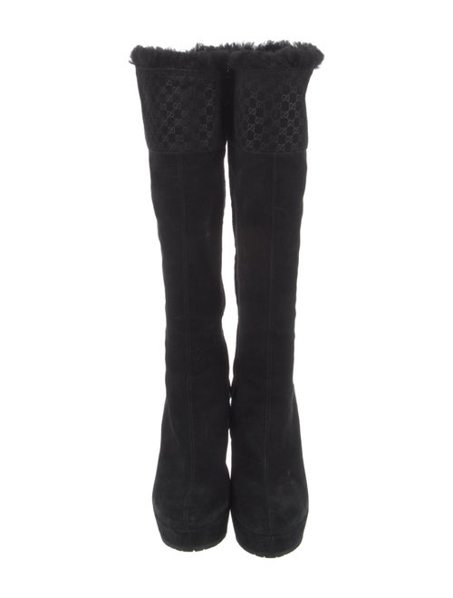 Gucci Suede Fur Trim Boots