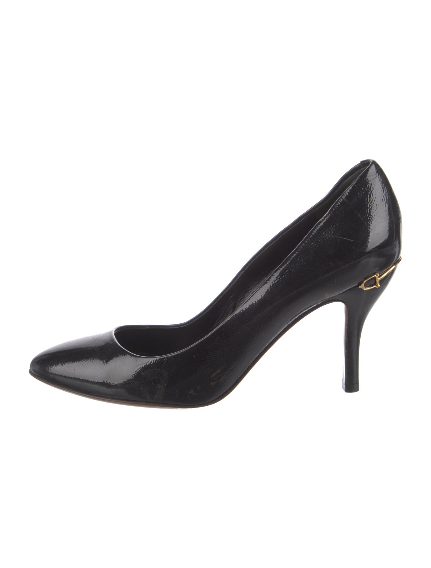 Gucci Hasler Horsebit Accent Patent Leather Pumps