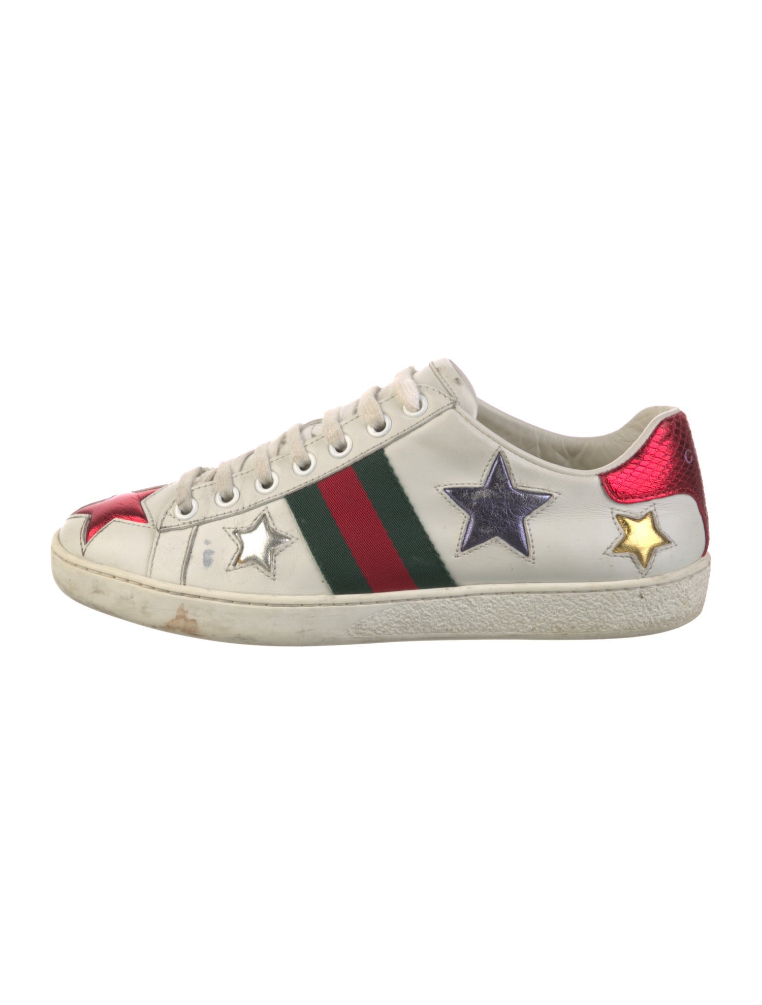 Gucci Web Accent Leather Sneakers