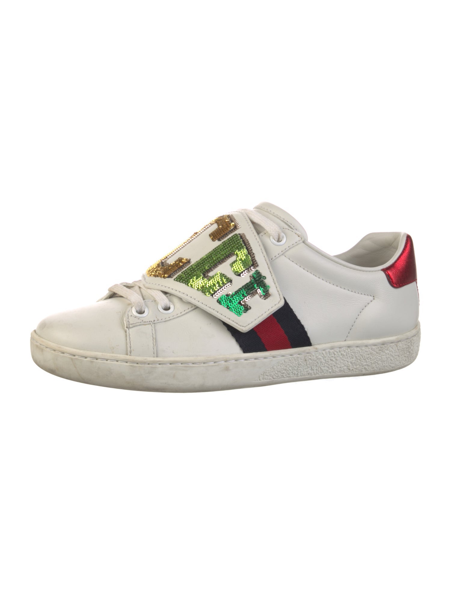 Gucci Web Accent Leather Sneakers