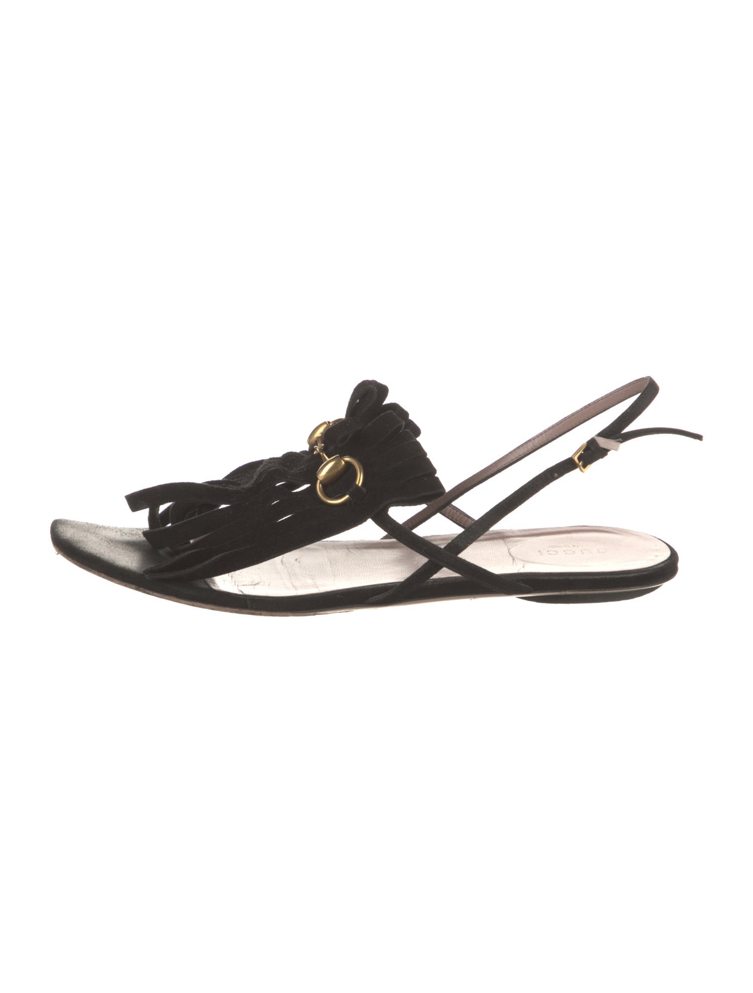 Gucci Horsebit Accent Suede Slingback Sandals