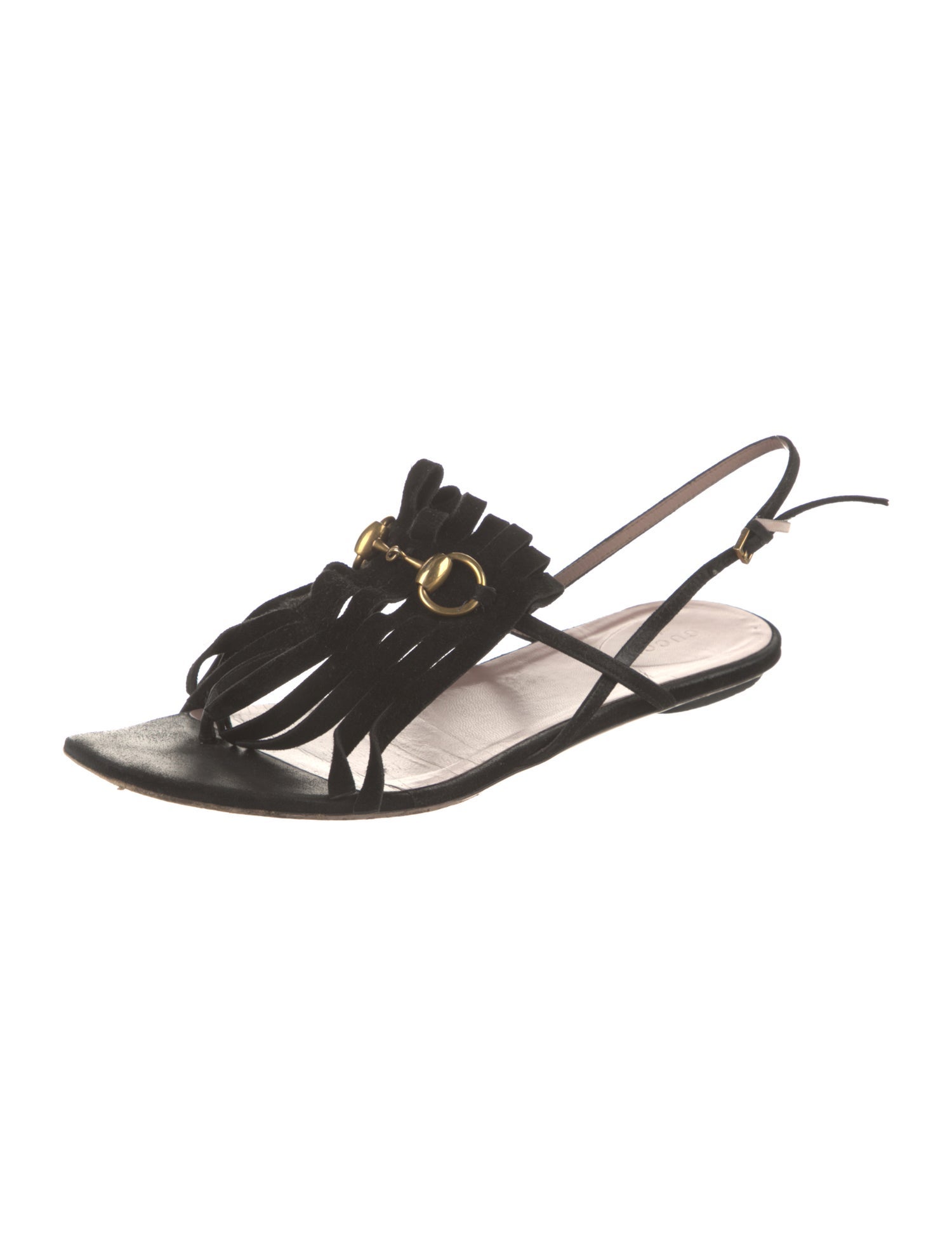 Gucci Horsebit Accent Suede Slingback Sandals
